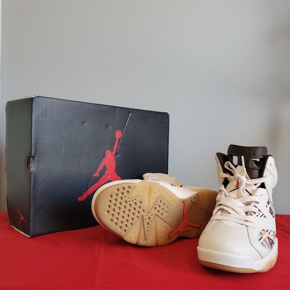 Air Jordan Retro 6 Sail/ Baroque Brown Team Orange WITH BOX - Picture 3 of 3